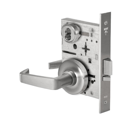 Best Grade 1 Classroom Mortise Lock, 15 Lever, R Rose, SFIC Housing Less Core, Satin Chrome Finish, Field 45H7R15R626